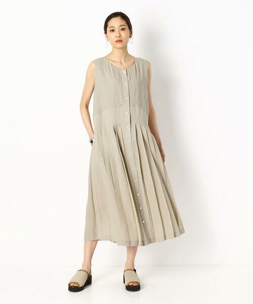 COMME CA PLATINUM / コムサ・プラチナ ドレス | 抄繊糸キュプラ平織り プリーツドレス | 詳細3