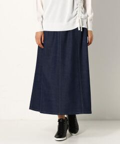 COMME CA PLATINUM / コムサ・プラチナ ロング・マキシ丈スカート | 【ウォッシャブル】シャンブレーツイル  後ろ裾フレアスカート