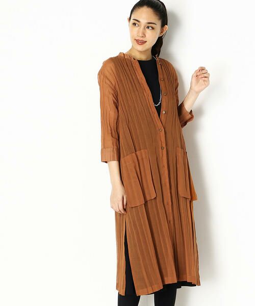 COMME CA PLATINUM / コムサ・プラチナ シャツ・ブラウス | ソフトオーガンジープリーツロングシャツ | 詳細2