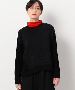 COMME CA PLATINUM / コムサ・プラチナ カットソー | 【セットアップ対応／洗える】キルトジャカード 異素材組み合わせプルオーバー