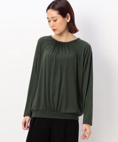 COMME CA PLATINUM / コムサ・プラチナ カットソー | ラグウォームプレミア 丸首ギャザープルオーバー