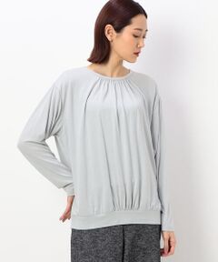 COMME CA PLATINUM / コムサ・プラチナ カットソー | ラグウォームプレミア 丸首ギャザープルオーバー