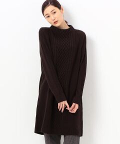 COMME CA PLATINUM / コムサ・プラチナ ドレス | エアリーウール アラン柄ニットワンピース