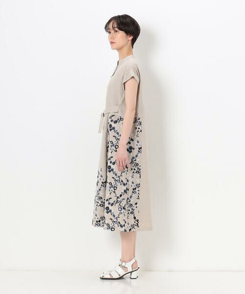 COMME CA PLATINUM / コムサ・プラチナ ドレス | リネンフラワー刺繍 バンドカラーシャツドレス | 詳細8