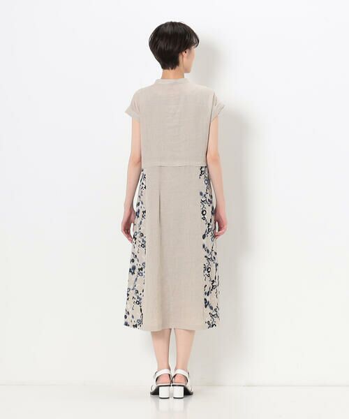 COMME CA PLATINUM / コムサ・プラチナ ドレス | リネンフラワー刺繍 バンドカラーシャツドレス | 詳細9