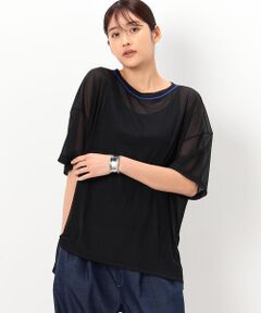 【洗える】トリコットシフォン クルーネックＴシャツ