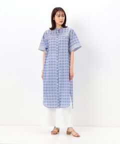 コットンローンサマルカンドタイル柄 ロングシャツ