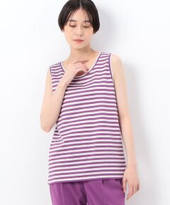 COMME CA PLATINUM / コムサ・プラチナ タンクトップ | コンパクト天竺ボーダー タンクトップ