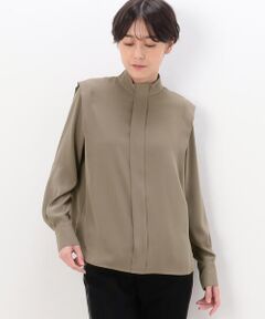 COMME CA PLATINUM / コムサ・プラチナ シャツ・ブラウス | マットサテン デザインハイネックブラウス