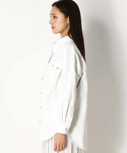 COMME CA PLATINUM / コムサ・プラチナ テーラードジャケット | ジョグ風 ホワイトデニム 羽織りシャツ | 詳細3