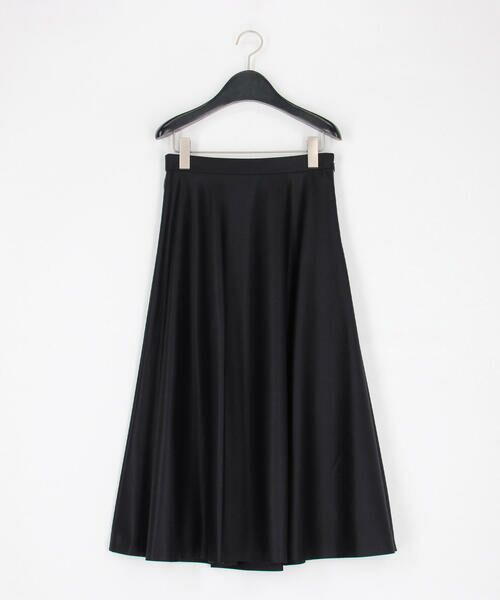COMME CA PLATINUM / コムサ・プラチナ ロング・マキシ丈スカート | 【セットアップ対応】ウールシルクツイル フレアスカート（05:クロ）