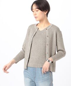 COMME CA PLATINUM / コムサ・プラチナ カーディガン・ボレロ | グリッターリブ ニットカーディガン