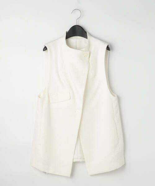 COMME CA PLATINUM / コムサ・プラチナ ベスト | 和紙混ツィード ボトルネックジレ(02:オフホワイト)