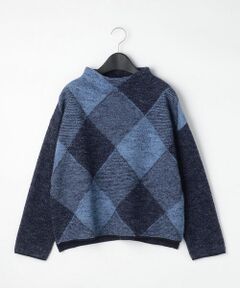 COMME CA PLATINUM / コムサ・プラチナ ニット・セーター | 強縮ジャガード ブロックチェック柄ニット
