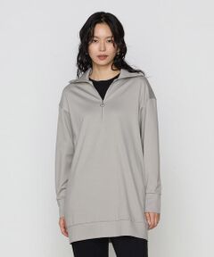 COMME CA PLATINUM / コムサ・プラチナ スウェット | レーヨンストレッチポンチ ハーフジップチュニック