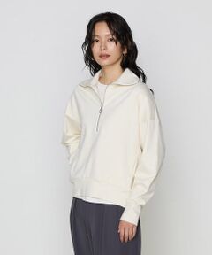 COMME CA PLATINUM / コムサ・プラチナ カットソー | レーヨンストレッチポンチ ハーフジップトップ