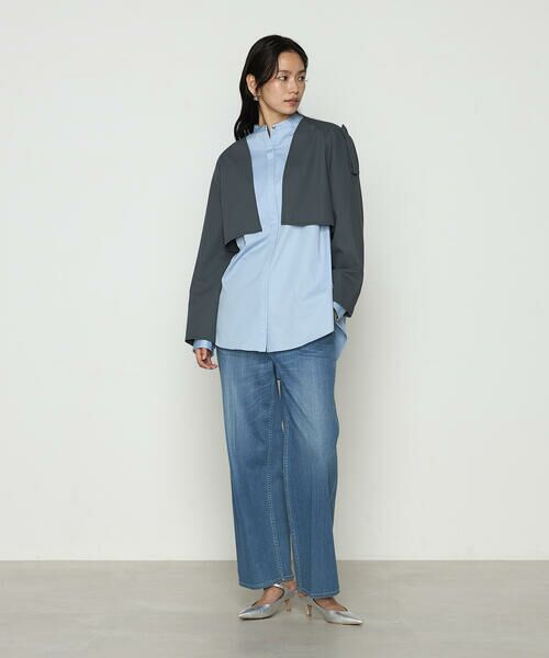 セール】 コットンサテンオルタージュ ロングシャツ （シャツ