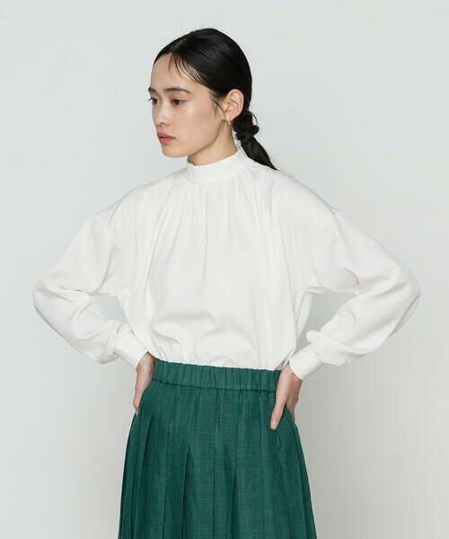 COMME CA PLATINUM / コムサ・プラチナ カットソー | 起毛ストレッチサテン リブギャザープルオーバー | 詳細4