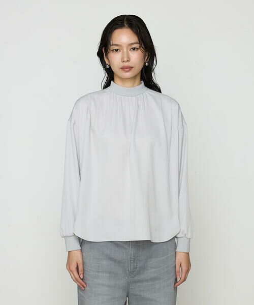 COMME CA PLATINUM / コムサ・プラチナ カットソー | 起毛ストレッチサテン リブギャザープルオーバー | 詳細10