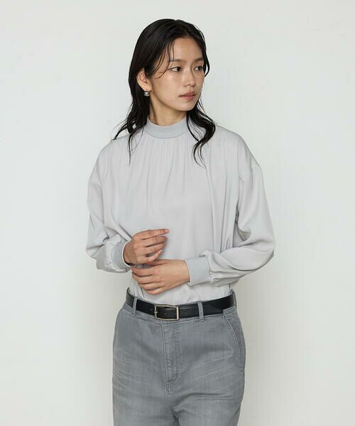 COMME CA PLATINUM / コムサ・プラチナ カットソー | 起毛ストレッチサテン リブギャザープルオーバー | 詳細8
