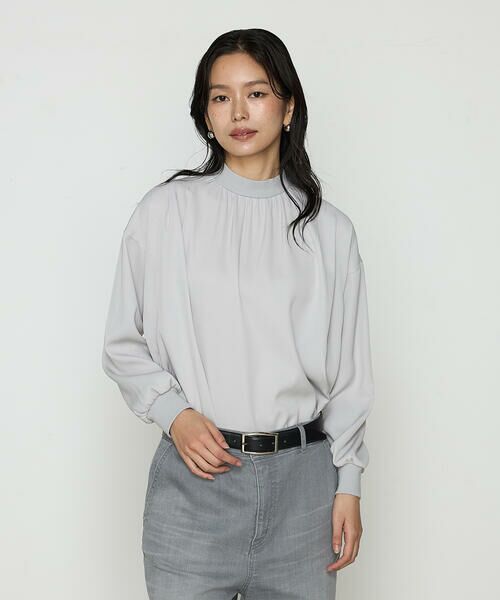 COMME CA PLATINUM / コムサ・プラチナ カットソー | 起毛ストレッチサテン リブギャザープルオーバー | 詳細9
