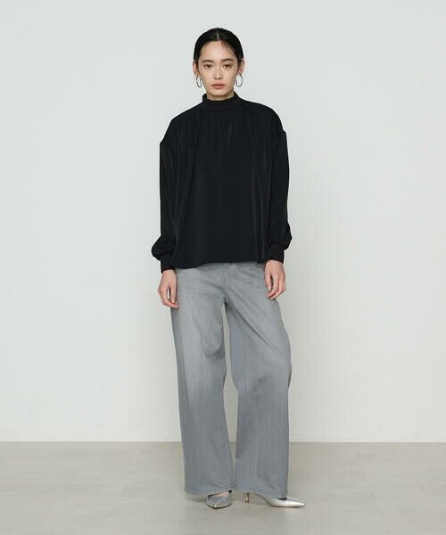COMME CA PLATINUM / コムサ・プラチナ カットソー | 起毛ストレッチサテン リブギャザープルオーバー | 詳細17
