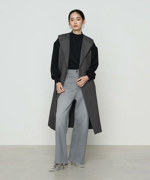 COMME CA PLATINUM / コムサ・プラチナ カットソー | 起毛ストレッチサテン リブギャザープルオーバー | 詳細16