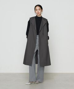 COMME CA PLATINUM / コムサ・プラチナ ベスト | コットンダブルクロスストレッチ ロングジレ