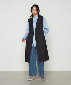 COMME CA PLATINUM / コムサ・プラチナ ベスト | コットンダブルクロスストレッチ ロングジレ