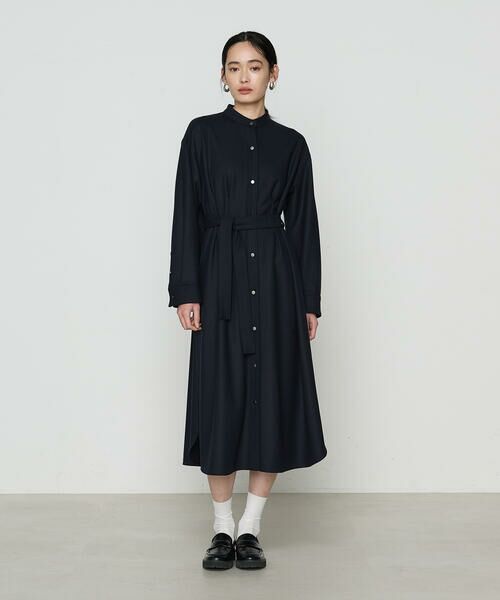 COMME CA PLATINUM/コムサ・プラチナ 両面起毛ツイル シャツドレス 09:ネイビー 9号 COMME CA PLATINUM/コムサ・プラチナ 両面起毛ツイル シャツドレス 09:ネイビー 9号