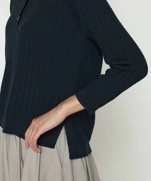 COMME CA PLATINUM / コムサ・プラチナ ニット・セーター | ケーブル編みニット ポロ襟プルオーバー | 詳細7