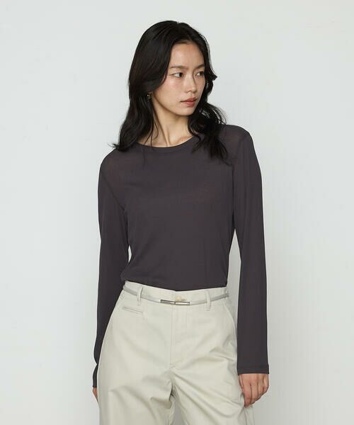 COMME CA PLATINUM / コムサ・プラチナ カットソー | さらさらコットンKONAYUKIテレコ プルオーバー(17:ダークブラウン)