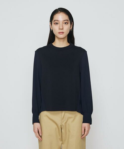 COMME CA PLATINUM / コムサ・プラチナ シャツ・ブラウス | バックサテン梨地 ニットドッキングブラウス | 詳細5