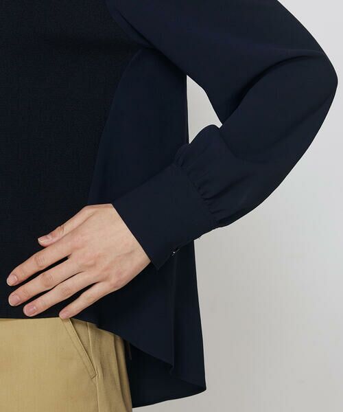 COMME CA PLATINUM / コムサ・プラチナ シャツ・ブラウス | バックサテン梨地 ニットドッキングブラウス | 詳細9