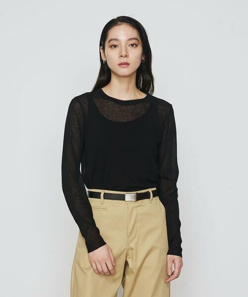 COMME CA PLATINUM/コムサ・プラチナ コットンシアーフライス カットソー 05:ブラック 11号 COMME CA PLATINUM/コムサ・プラチナ コットンシアーフライス カットソー 05:ブラック 11号