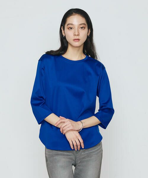 COMME CA PLATINUM/コムサ・プラチナ FISCOスムース 七分袖Tシャツ 22:ロイヤルブルー 9号 COMME CA PLATINUM/コムサ・プラチナ FISCOスムース 七分袖Tシャツ 22:ロイヤルブルー 9号