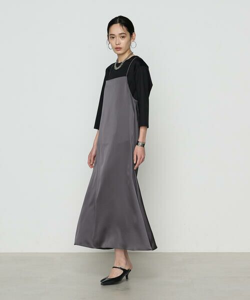 COMME CA PLATINUM / コムサ・プラチナ ロング・マキシ丈ワンピース | トリアセテート／ポリエステル キャミドレス | 詳細1