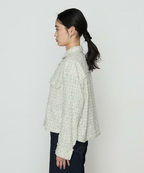 COMME CA PLATINUM / コムサ・プラチナ ベスト | サマーツイード クロプトシャツ | 詳細14