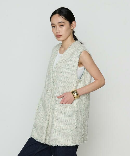 COMME CA PLATINUM / コムサ・プラチナ ベスト | サマーツイード ジレ | 詳細13