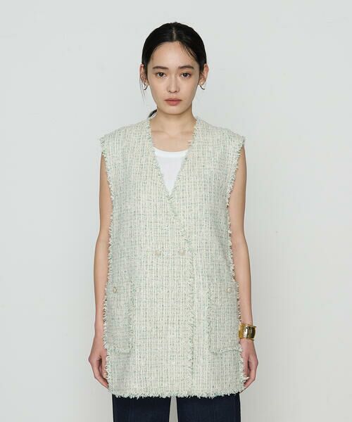 COMME CA PLATINUM / コムサ・プラチナ ベスト | サマーツイード ジレ | 詳細14