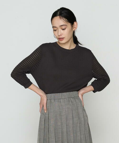 COMME CA PLATINUM/コムサ・プラチナ コットンシルク クルーネックプルオーバー 08:チャコール 9号 COMME CA PLATINUM/コムサ・プラチナ コットンシルク クルーネックプルオーバー 08:チャコール 9号