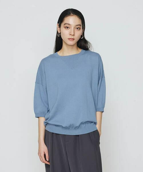 COMME CA PLATINUM / コムサ・プラチナ ニット・セーター | 強撚天竺編 ニットプルオーバー（23:サックスブルー）