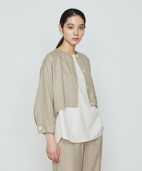 COMME CA PLATINUM / コムサ・プラチナ シャツ・ブラウス | 麻調合繊 レイヤードブルゾン | 詳細11