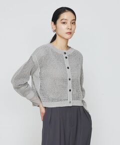 COMME CA PLATINUM / コムサ・プラチナ ニット・セーター | 【2WAY】和紙×peフリーゼヤーン スクエアメッシュカーディガン