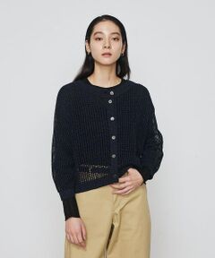 COMME CA PLATINUM / コムサ・プラチナ ニット・セーター | 【2WAY】和紙×peフリーゼヤーン スクエアメッシュカーディガン