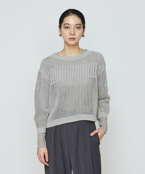 COMME CA PLATINUM / コムサ・プラチナ ニット・セーター | 【2WAY】和紙×peフリーゼヤーン スクエアメッシュカーディガン | 詳細11