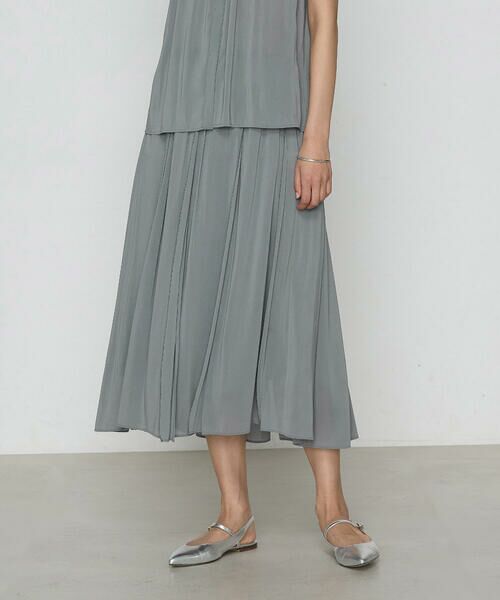 COMME CA PLATINUM / コムサ・プラチナ ロング・マキシ丈スカート | 【セットアップ対応】シャンブレーカッセン スカート(20:カーキグリーン)