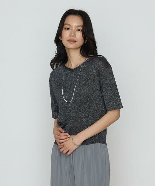 COMME CA PLATINUM / コムサ・プラチナ ニット・セーター | ラメリネンニット プルオーバー | 詳細5