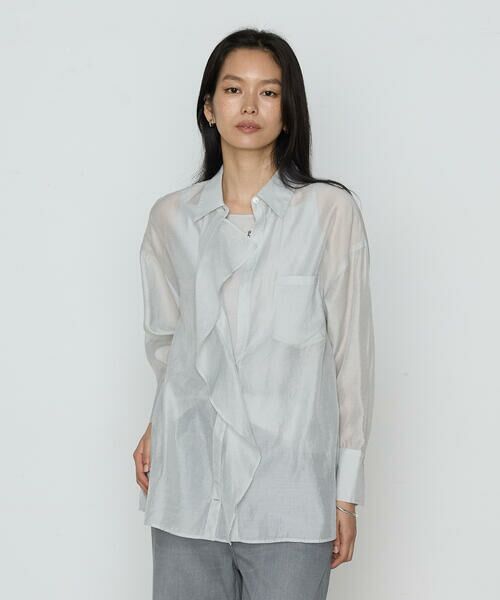 COMME CA PLATINUM / コムサ・プラチナ シャツ・ブラウス | シアーキュプラシルク シャツ(03:ライトグレー)