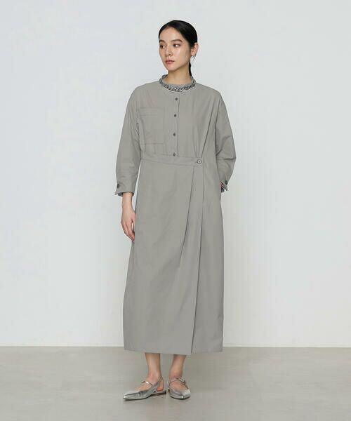 COMME CA PLATINUM / コムサ・プラチナ ロング・マキシ丈ワンピース | ストレッチタフタ シャツドレス | 詳細1